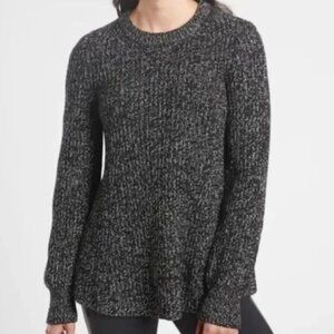 Athleta sierra crew black white sweater wool viscose and nylon blend Size XS